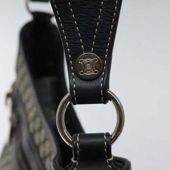 CELINE Macadam Canvas Shoulder Bag Gray Silver Authentic - Picture 10 of 15